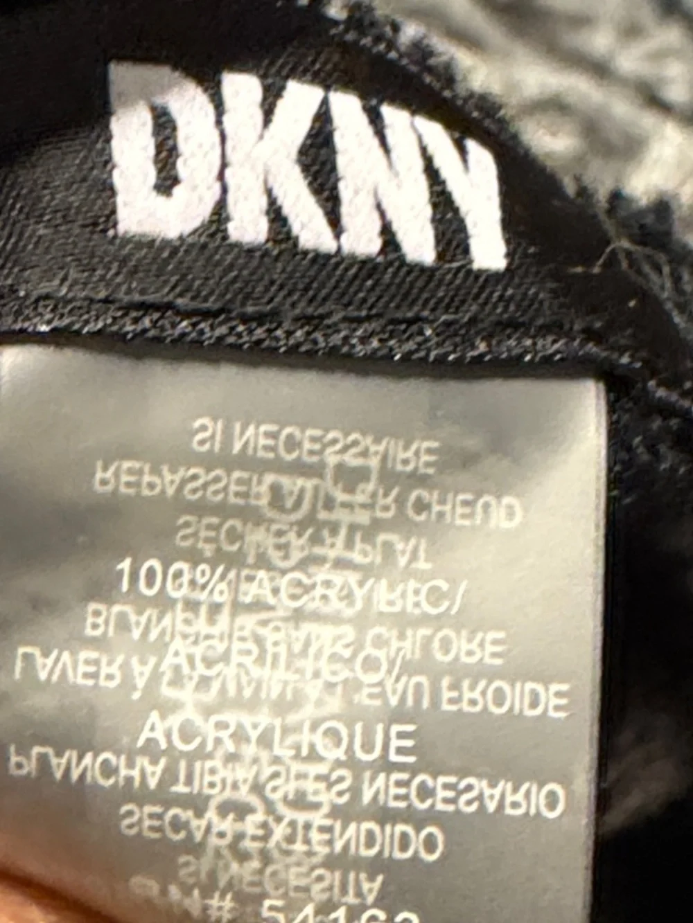 DKNY Reversible Black & Gray Logo Scarf with Fringe